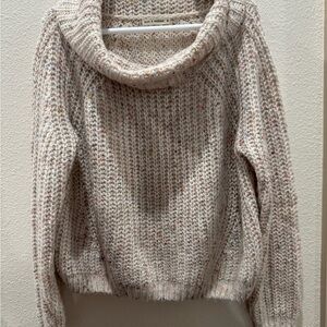 Cozy Speckled Knit Cowl Neck Sweater